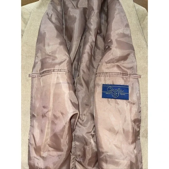 Circle S‎ Blazer Men 44L Beige Corduroy Elbow Patches Western Ranch Rodeo